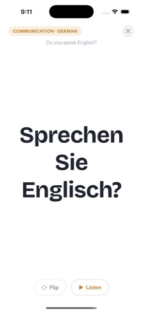 “Sprechen Sie Englisch?” filling the screen in Show this mode
